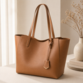 Cabas Bag  กระเป๋าสะพายไหล่ผู้หญิง กระเป๋า Tote ใบใหญ่ จุของเยอะ กระเป๋าถือทำงาน สไตล์เกาหลี เรียบหรู สีน้ำตาลคาราเมล