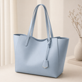 Cabas Bag  กระเป๋าสะพายไหล่ผู้หญิง กระเป๋า Tote ใบใหญ่ จุของเยอะ กระเป๋าถือทำงาน สไตล์เกาหลี เรียบหรู สีฟ้าอ่อน